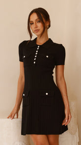 Taylah Collared Mini Dress - Black
