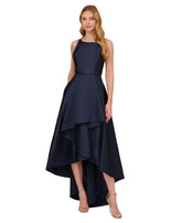Adrianna Papell Women's High-Low Mikado Sleeveless Gown