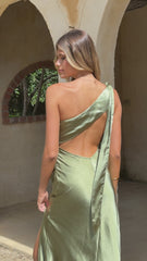 Halle One Shoulder Maxi Dress - Olive