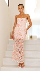Kalista Maxi Dress - Orange Floral