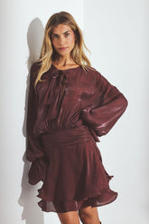 Ruched Waist Ruffle Mini Dress