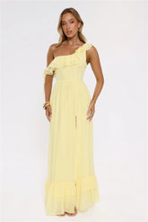 Diamond Horizon Off Shoulder Maxi Dress Lemon
