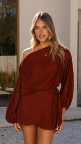 Katara Off Shoulder Top - Burgundy