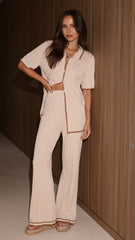 Shaylie Button Up Shirt - Beige