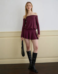 Somiah Bardot Mini Dress in Deep Purple