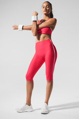 Airlift High-Waist Super Sleek Contrast Capri - Candy Red/White