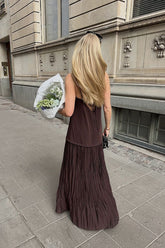 Sheer Plisse Skirt Slip Dress
