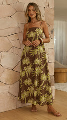 Marcel Maxi Dress - Brown/Green Palm