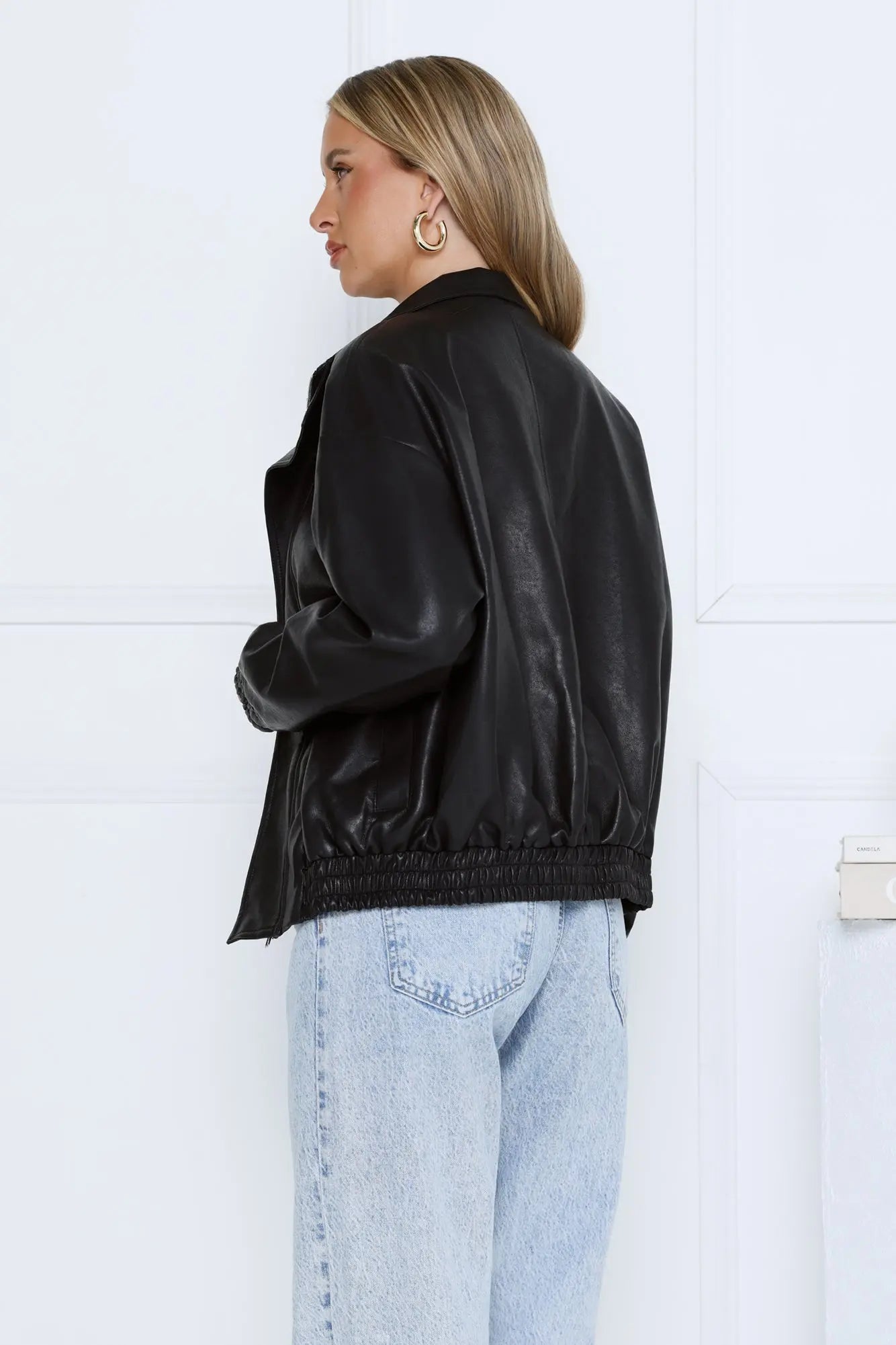 Spinning Pretty Faux Leather Jacket Black