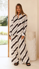Torrey Button Up Long Sleeve Shirt - Black/Cream