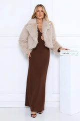 Night Spark Faux Fur Coat Beige