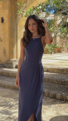 Genevieve Boat Neck Maxi Dress - Navy