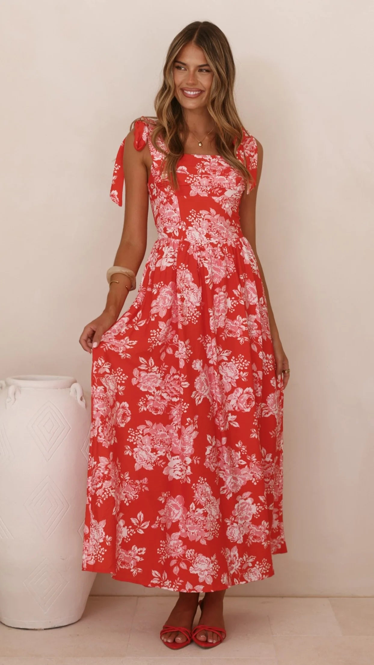 Haisley Maxi Dress - Red Floral