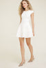 Godet Ponte Mini Dress-White