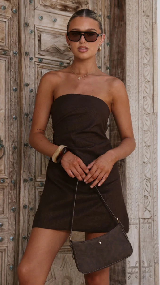 Dana Strapless Mini Dress - Chocolate