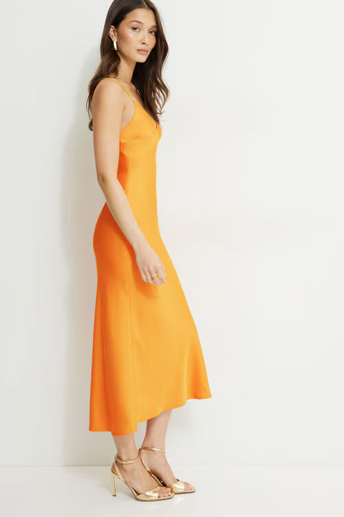 Aimee V Neck Maxi Dress-Apricot Orange