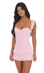 Ruffle Bodycon Dress in Pink