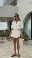 Olivia Top and Skort Set - White Denim
