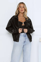 Spinning Pretty Faux Leather Jacket Black