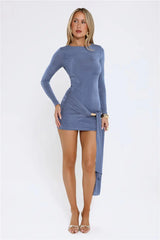 Portrait Of You Long Sleeve Mini Dress Blue