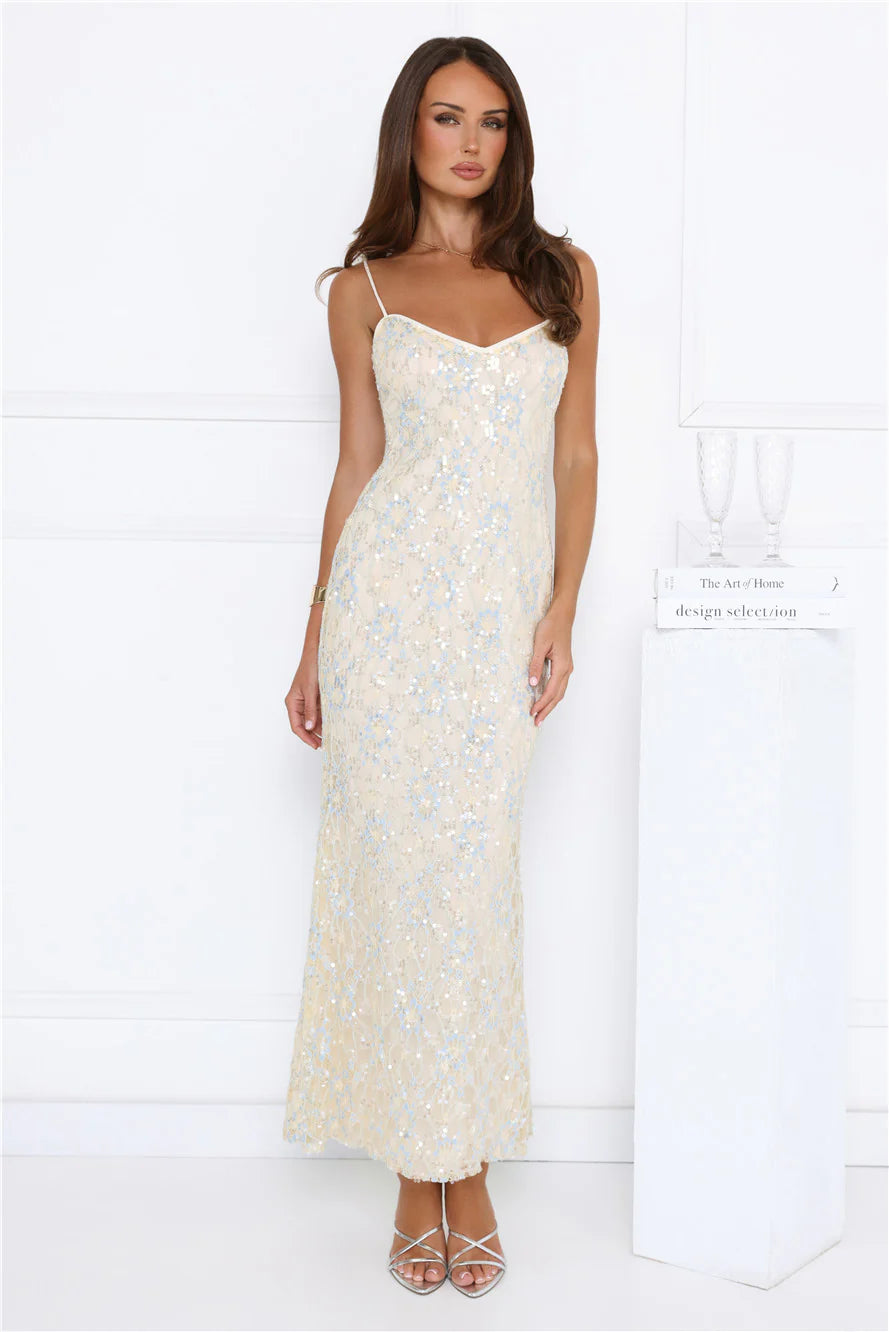 She's Always Right Lace Maxi Dress Yellow