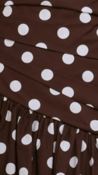 Lyra Maxi Dress - Brown/White Polka Dot