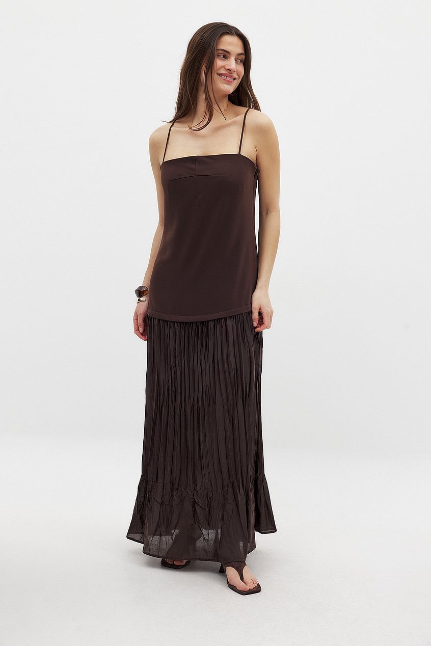 Sheer Plisse Skirt Slip Dress