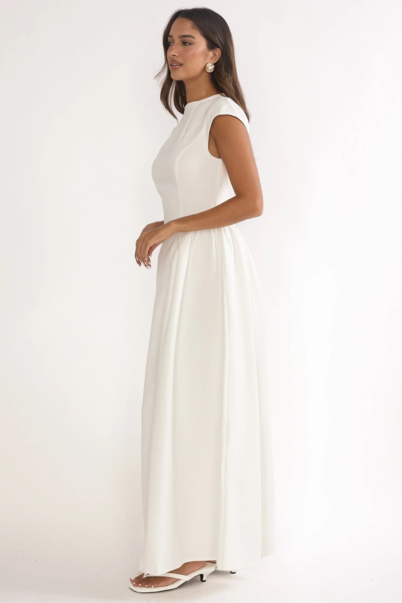 Lynnie Cap Sleeve Maxi Dress Cream