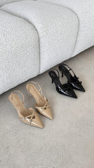 Faith Heel - Black Crinkle Patent