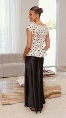 Kienna Top - Cream/Black Polka Dot