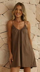 Rainie Mini Dress - Brown