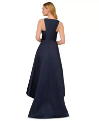 Adrianna Papell Women's High-Low Mikado Sleeveless Gown