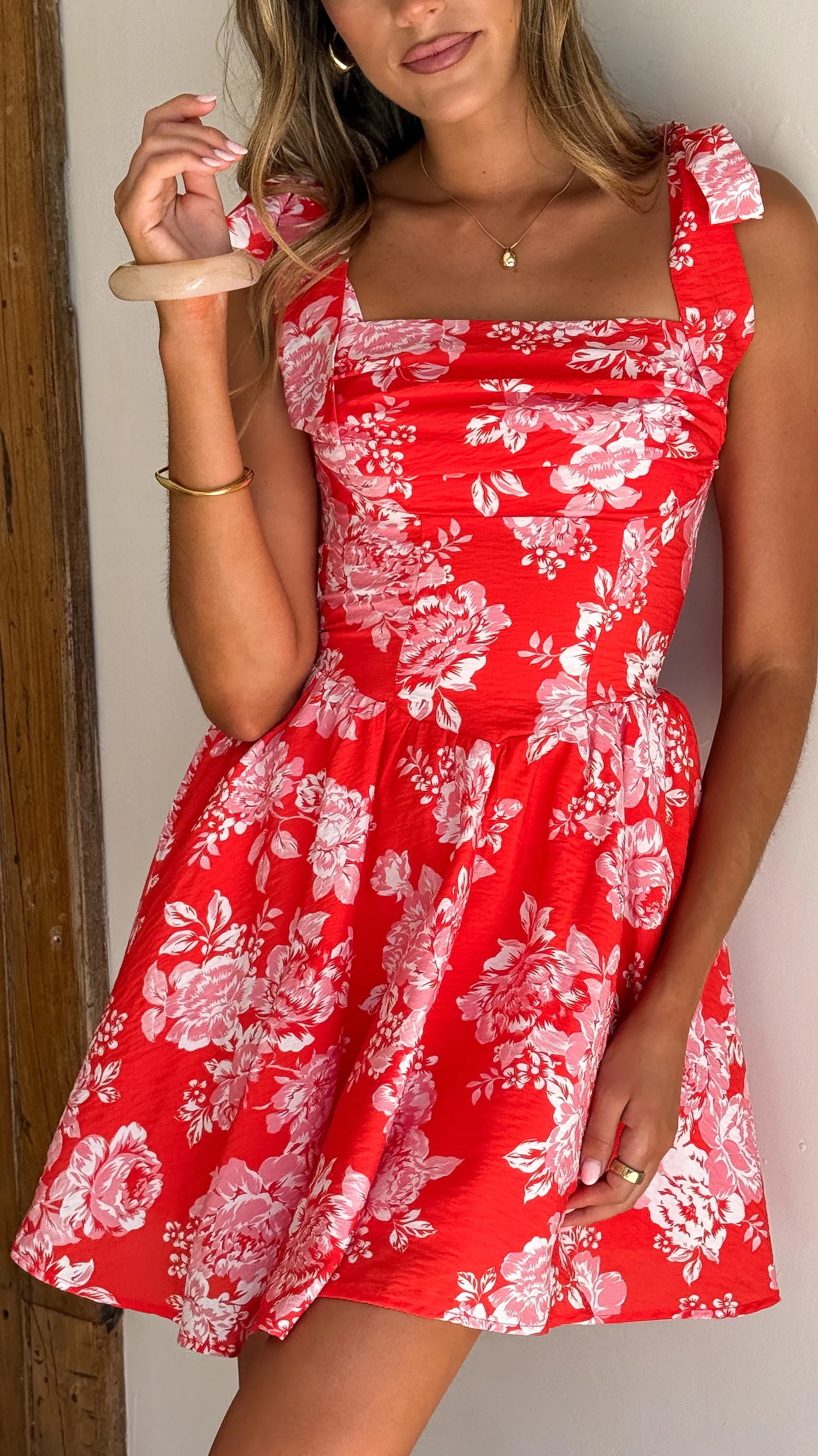 Haisley Mini Dress - Red Floral