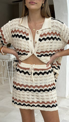 Greta Mini Skirt - Natural Stripe