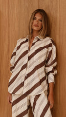 Torrey Button Up Long Sleeve Shirt - Cream/Cacao