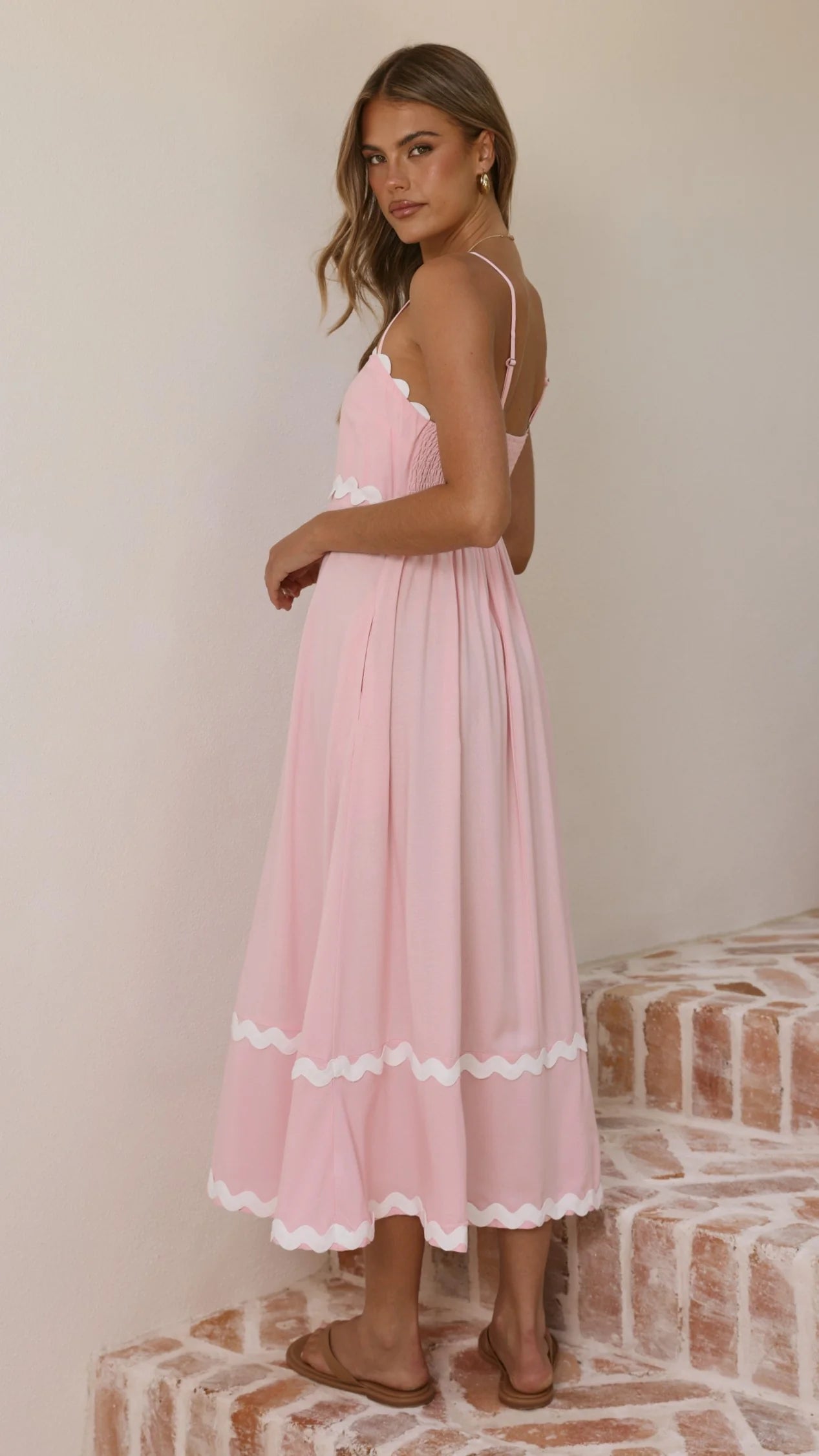 Seraphina Maxi Dress - Pink/White