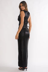 Lyrah Cowl Ruched Maxi Dress Black