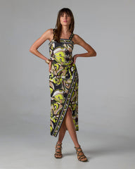 Summer Chic Abstract Print Novelty Strap Knit Dress Summer Chic Abstract