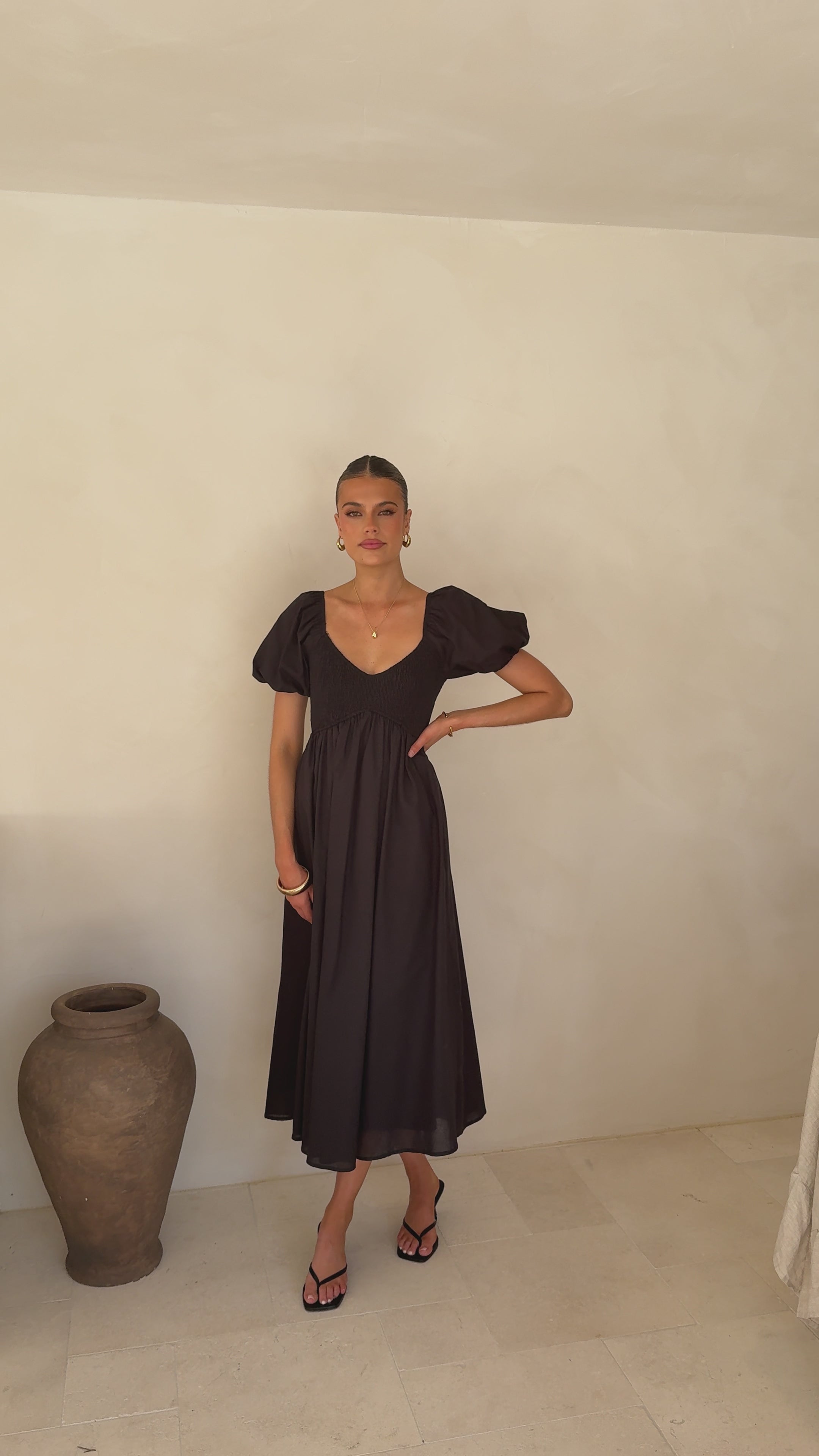 Sahirah Midi Dress - Black