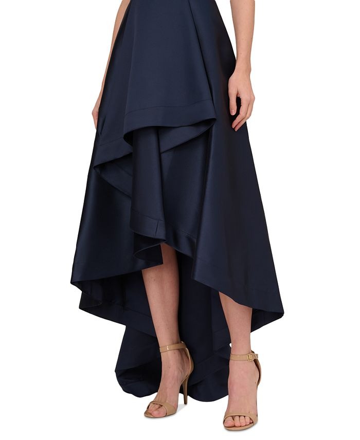 Adrianna Papell Women's High-Low Mikado Sleeveless Gown