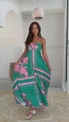 Kaethe Maxi Dress - Green/Pink Floral