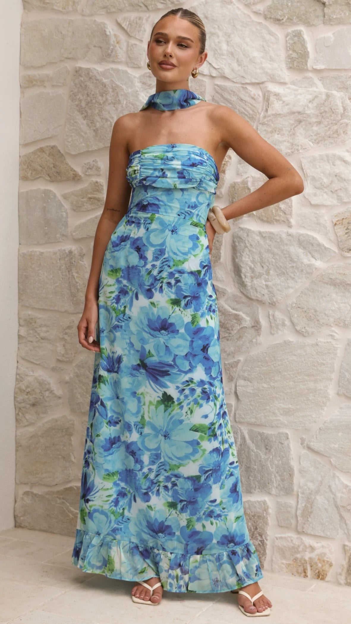 Mariposa Maxi Dress - Blue Floral