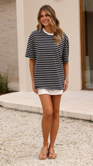 Jeto Oversized Tee - Navy/White