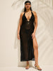 Beachwear Crochet Metallic Plunge Dress