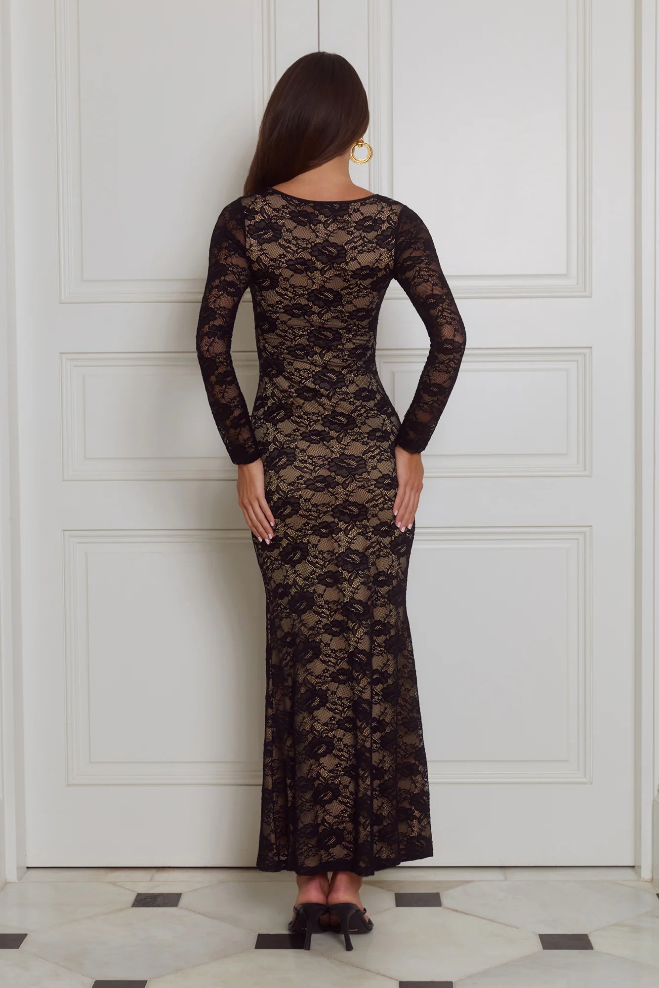 Enchanted Allure Lace Long Sleeve Maxi Dress Black