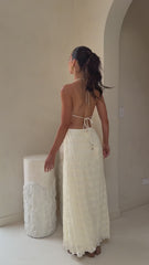 Melanie Halter Neck Maxi Dress - Cream