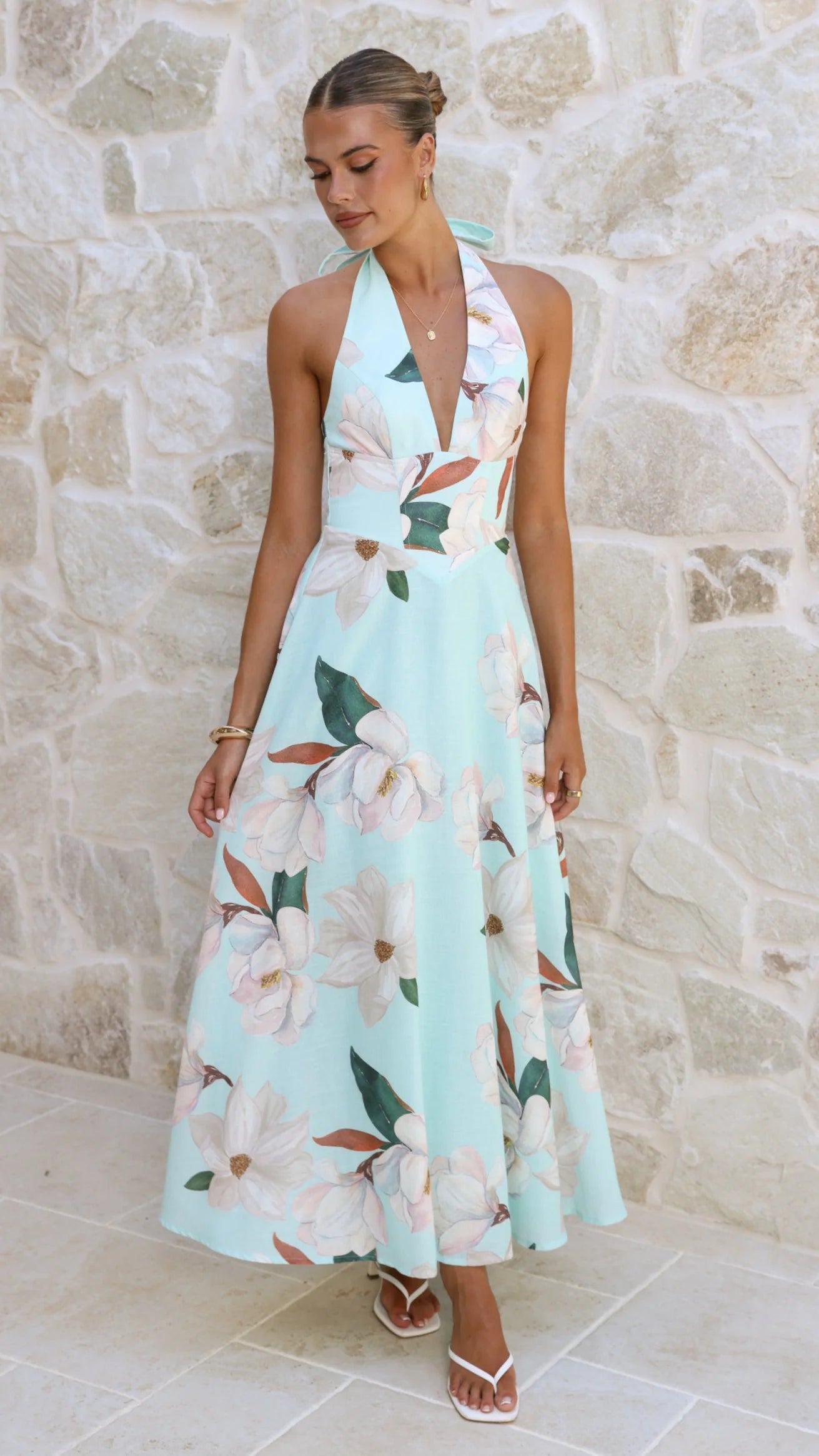 Skye Maxi Dress - Aqua/White Floral