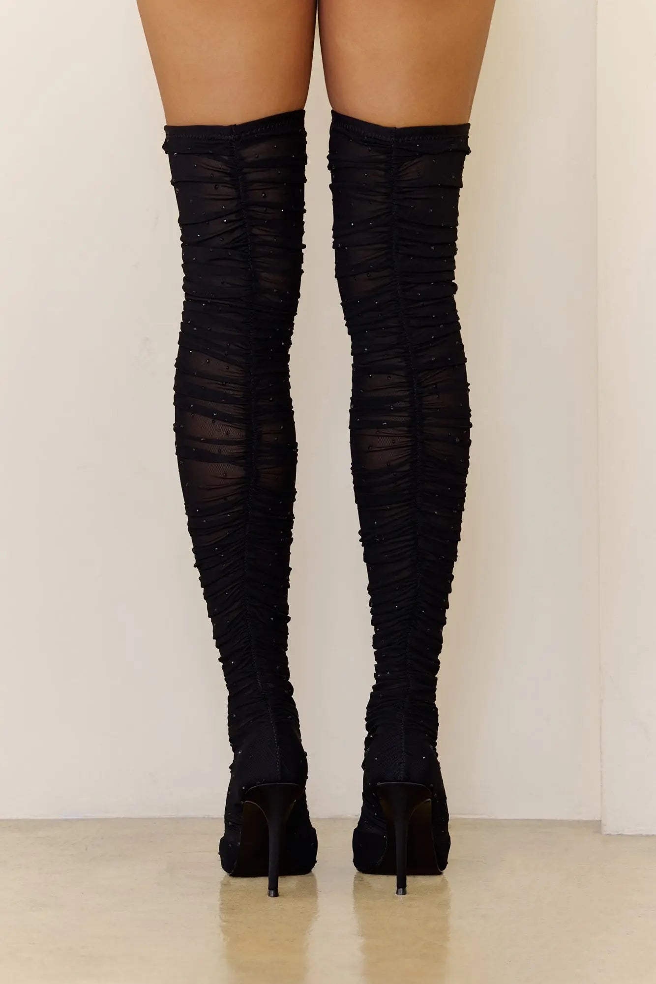 Rashida Mesh Boots Black