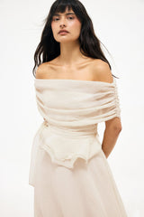 Sheer Off Shoulder Midi Dress