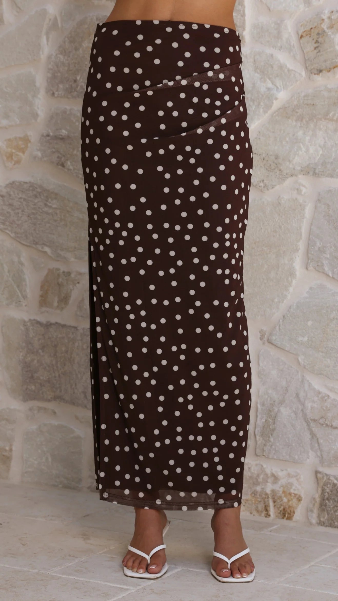 Janika Maxi Skirt - Chocolate/White Polka Dot